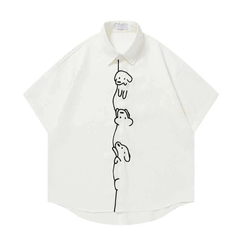 子犬の刺繍シャツ - Milk White – ManusMachina