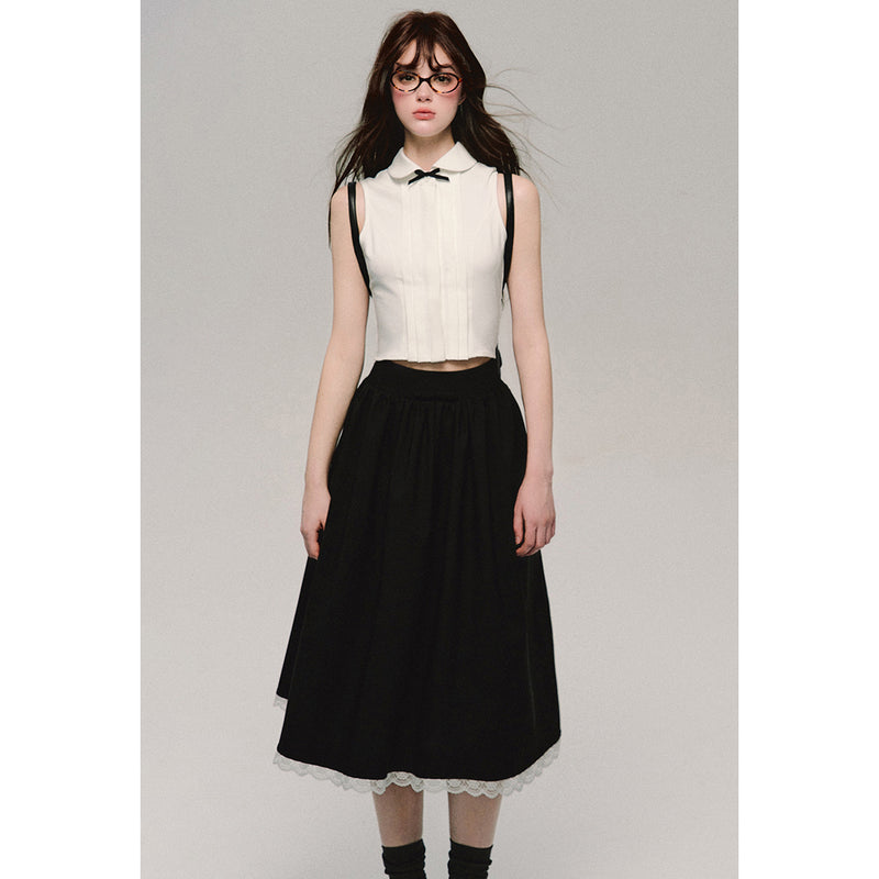 Black Skirt with Lace on White