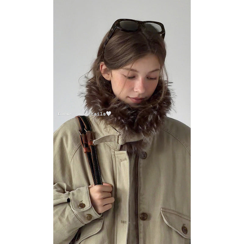 Oversized Retro Fur Work Jacket