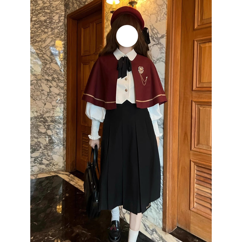 文学令嬢の刺繍スカートとケープとブラウスとベスト