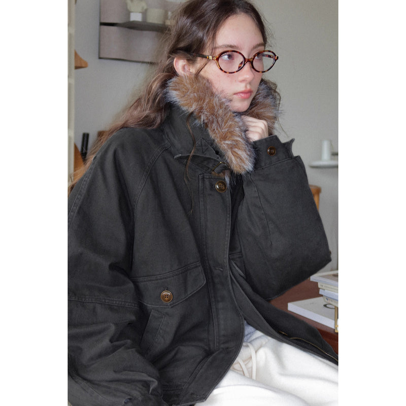 Oversized Retro Fur Work Jacket