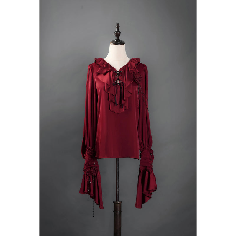 貴族のお嬢様のゴシックブラウス - Wine Red[2026年5月中旬-6月上旬 