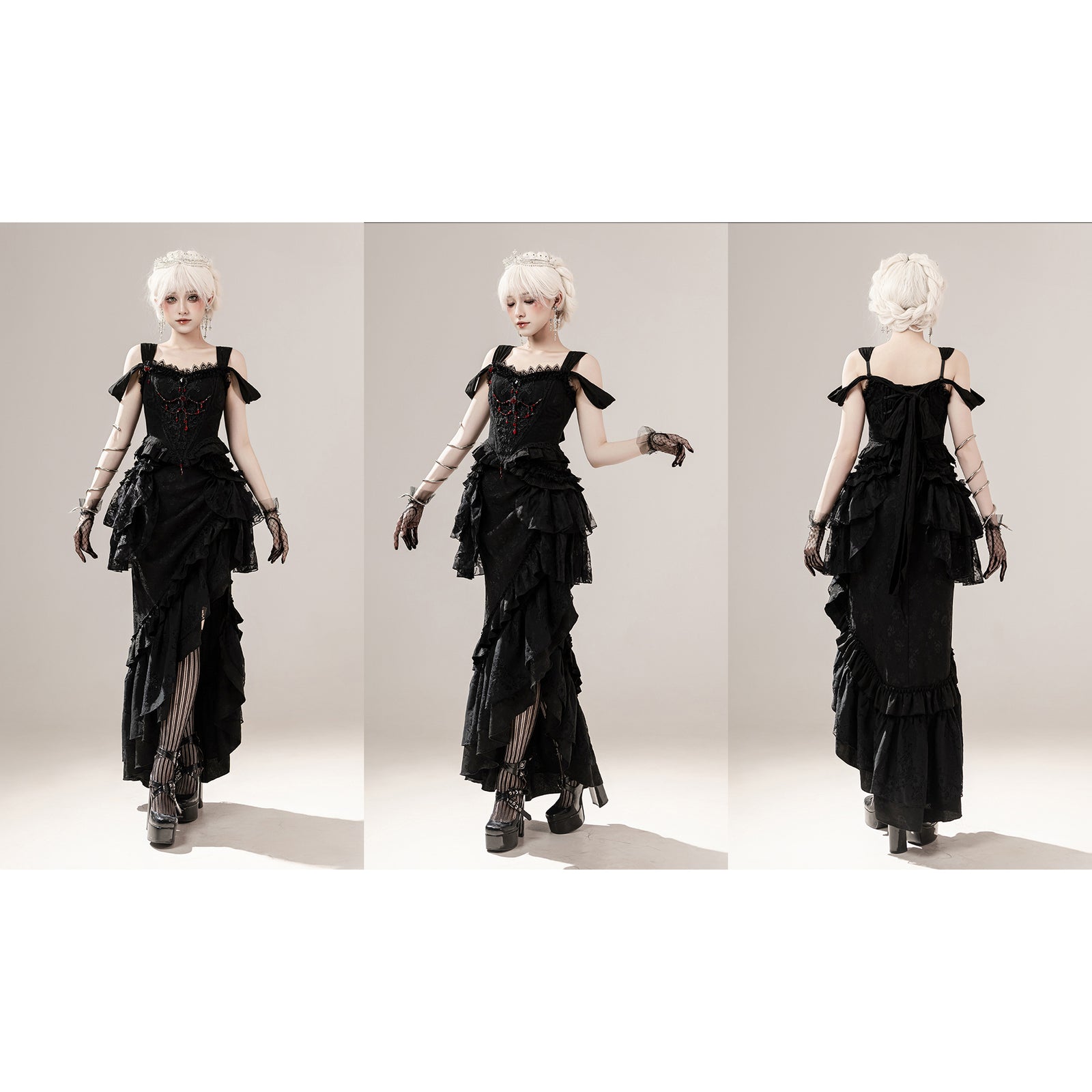 暗黒の王妃の刺繍マーメイドスカート[2025年7月上旬-7月下旬発送