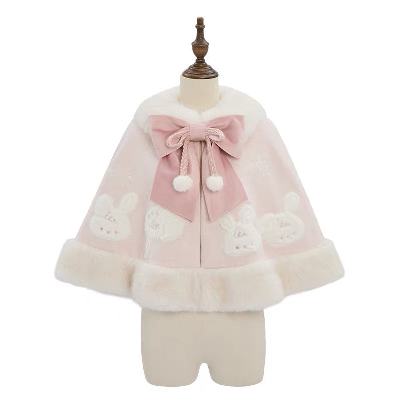 うさぎさんのケープコートとチェックスカート[2026年2月上旬-3月上旬発送予定]