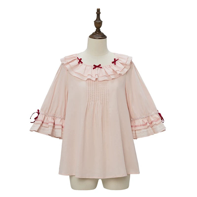 いちご摘みの刺繍トップスとスカートとブラウス - Pink[2026年2月上旬-3月上旬発送予定]