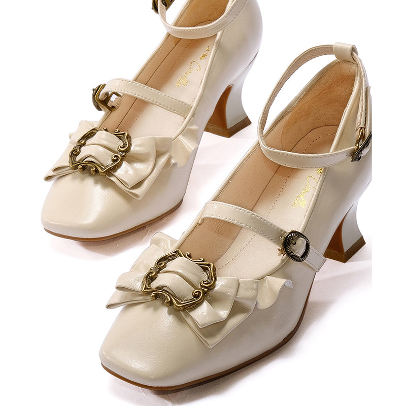 Vintage Inspired Mary Jane Pumps - Beige[2025年4月上旬-4月下旬発送予定]