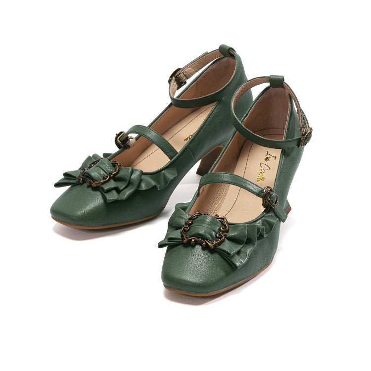 Vintage Inspired Mary Jane Pumps - Ivy Green[2025年4月上旬-4月下旬発送予定]