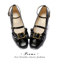 Vintage Inspired Mary Jane Pumps - Gloss Black[2025年4月上旬-4月下旬発送予定]