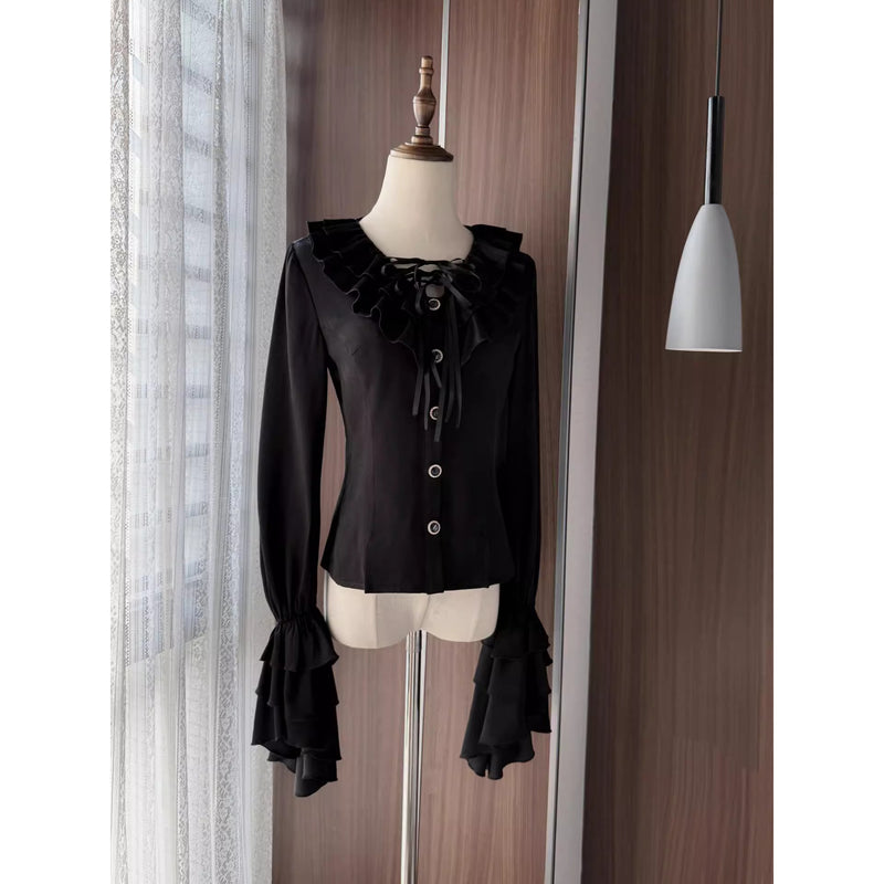 男爵令嬢のヴィクトリアンブラウス - Black[2026年2月中旬-3月中旬発送予定]