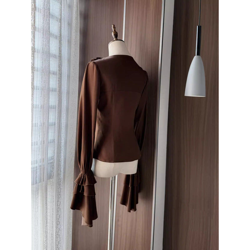 男爵令嬢のヴィクトリアンブラウス - Brown[2026年2月中旬-3月中旬発送予定]