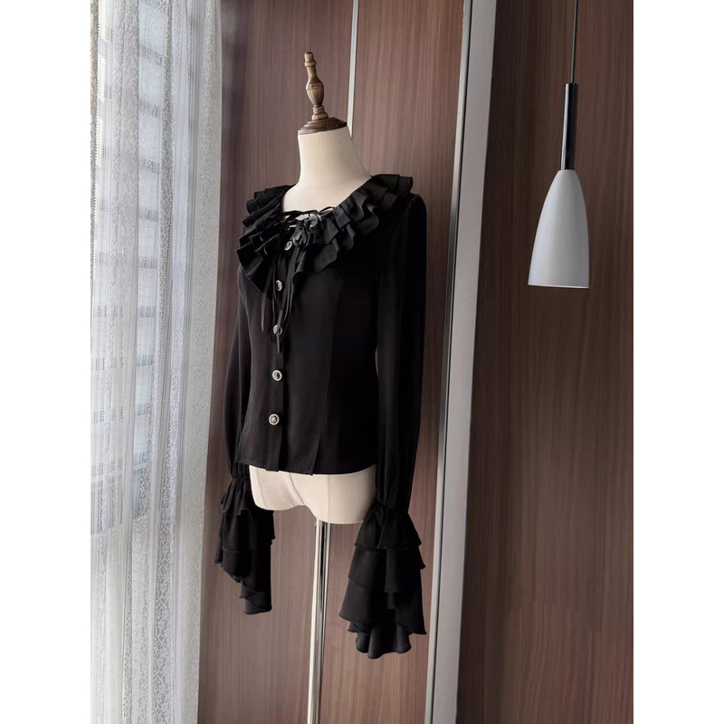 男爵令嬢のヴィクトリアンブラウス - Black[2026年2月中旬-3月中旬発送予定]