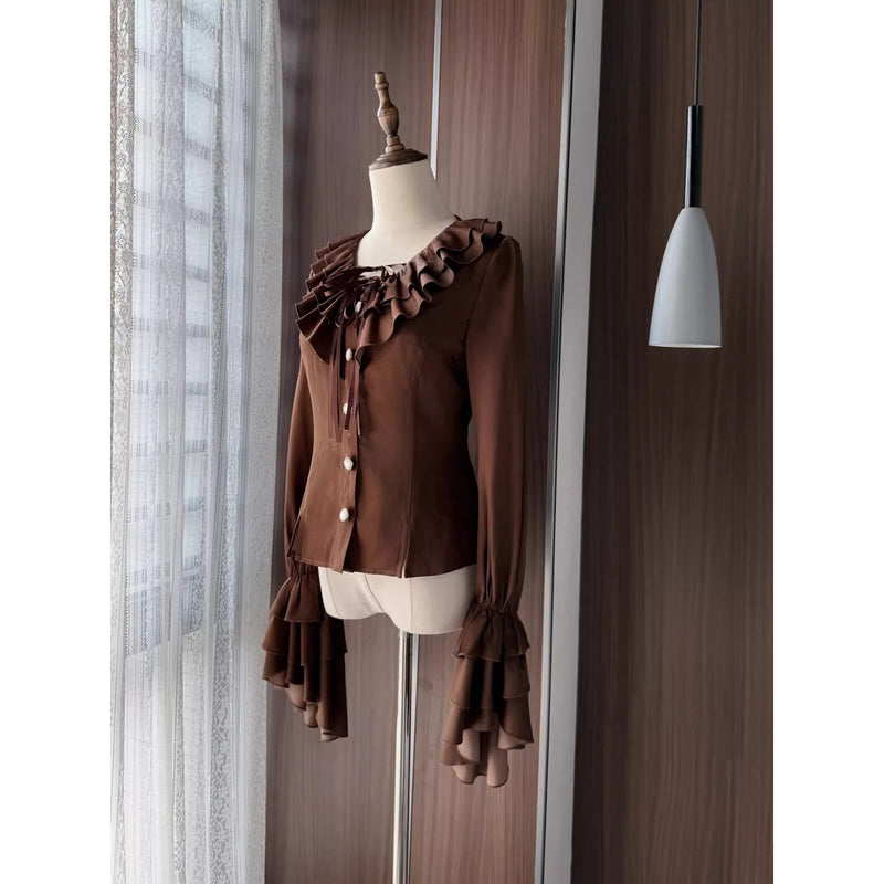 男爵令嬢のヴィクトリアンブラウス - Brown[2026年2月中旬-3月中旬発送予定]