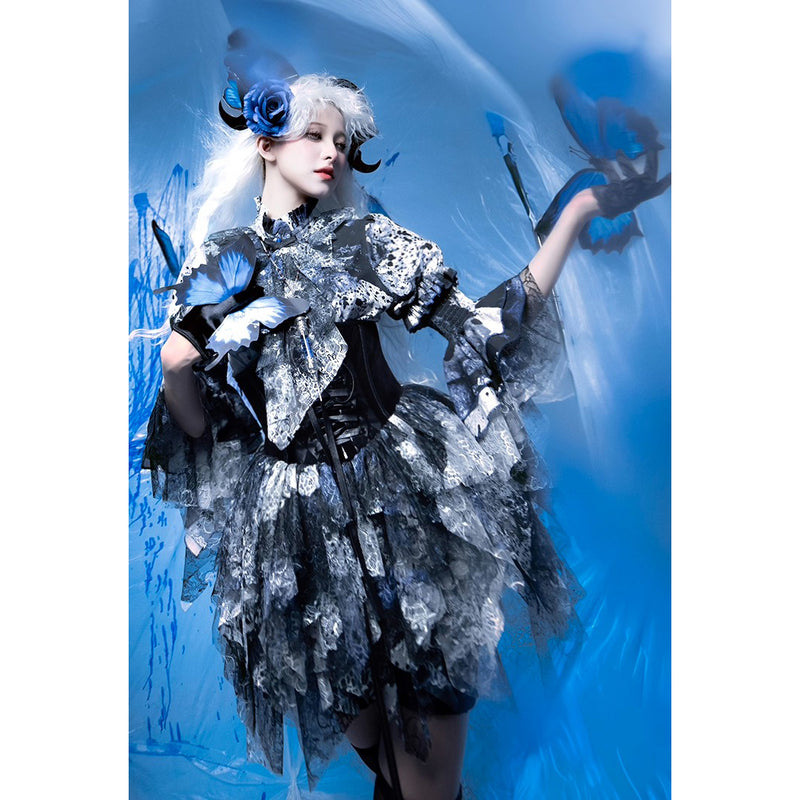 血塗れのお嬢様のキャバリアブラウス - Dark Blue[2026年2月下旬-3月下旬発送予定]