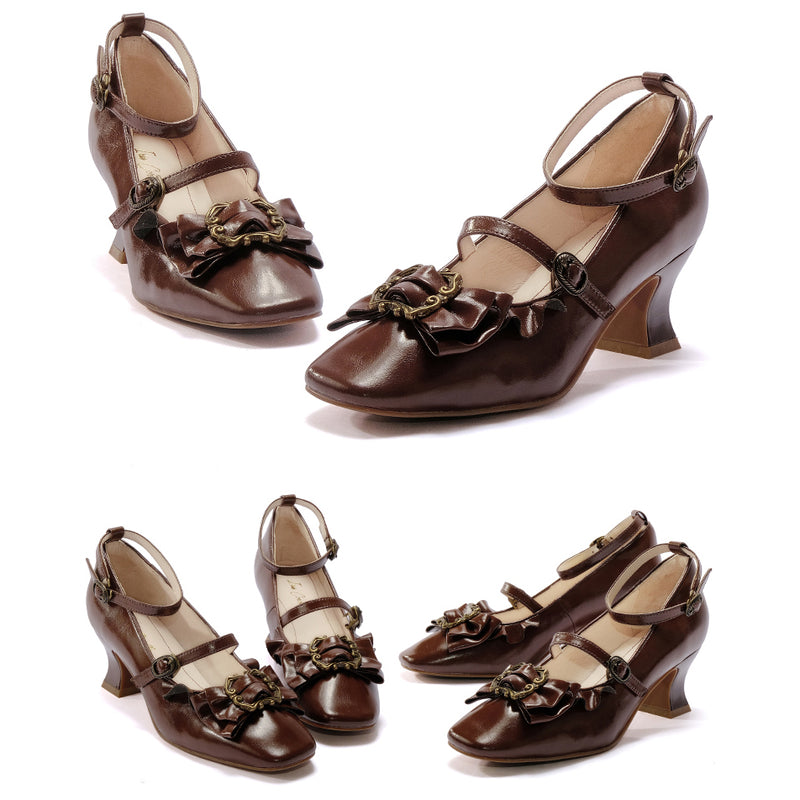 Court Ball Mary Jane Pumps - Glossy Dark Brown[2026年1月上旬-1月下旬発送予定]