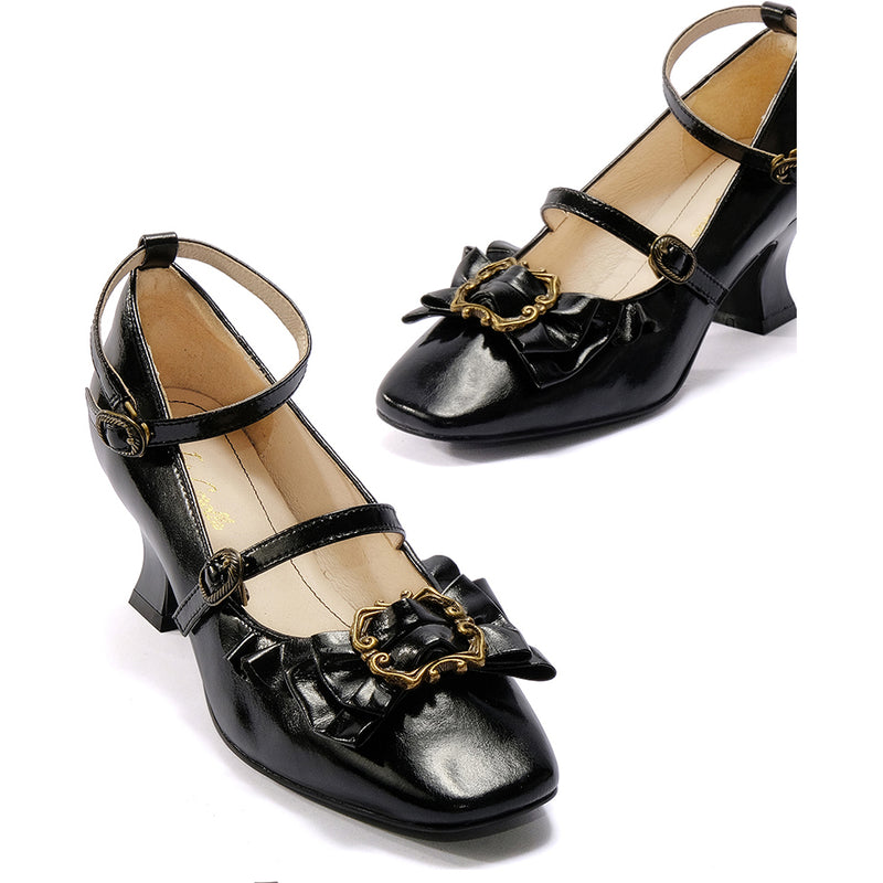 Court Ball Mary Jane Pumps - Glossy Black[2026年1月上旬-1月下旬発送予定]