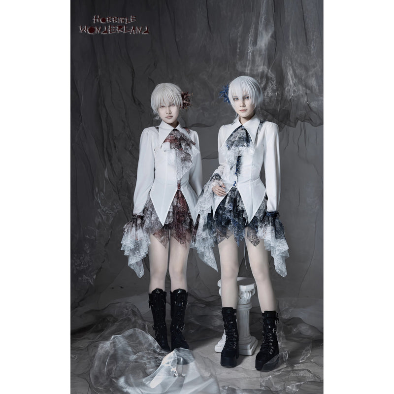 血塗れのお嬢様のレースアップブラウス - Dark Red[2026年2月下旬-3月下旬発送予定]