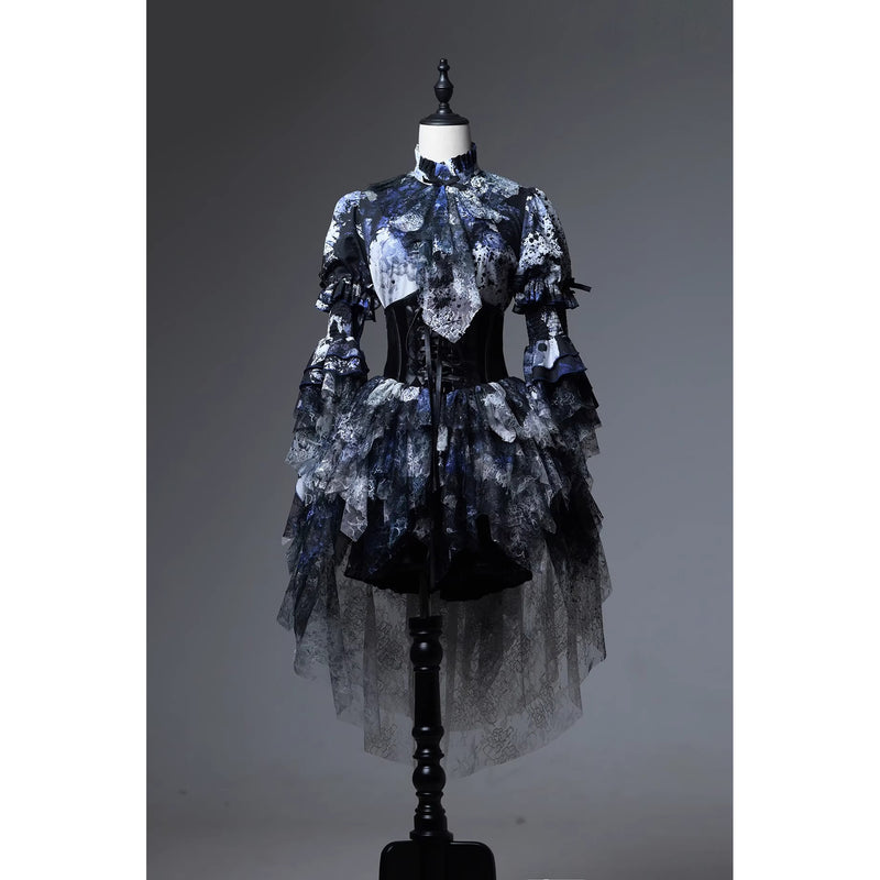 血塗れのお嬢様のゴシックスカートパンツ - Dark Blue[2026年2月下旬-3月下旬発送予定]