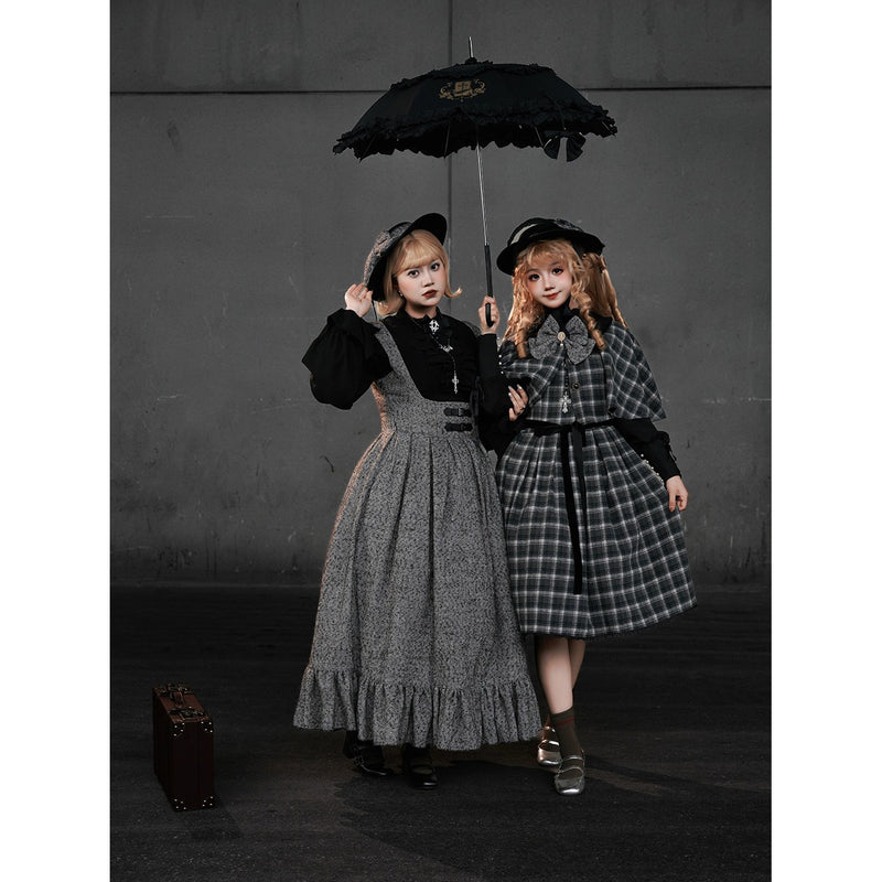 伯爵令嬢のジャンパースカートとケープ - Black Check[2026年2月上旬-3月下旬発送予定]
