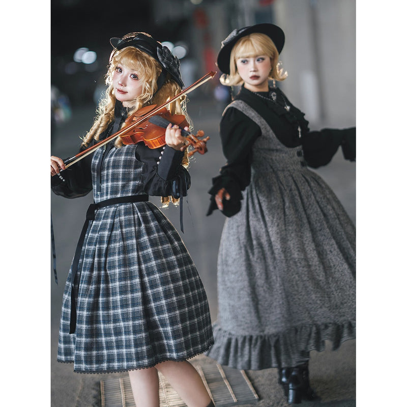 伯爵令嬢のジャンパースカートとケープ - Black Check[2026年2月上旬-3月下旬発送予定]