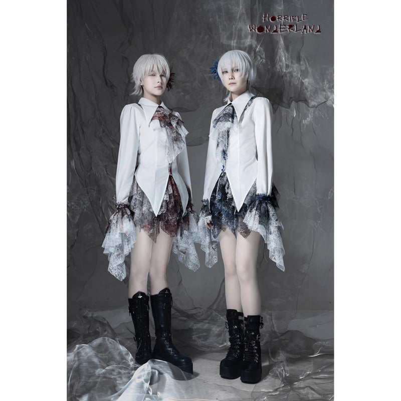 血塗れのお嬢様のレースアップブラウス - Dark Red[2026年2月下旬-3月下旬発送予定]