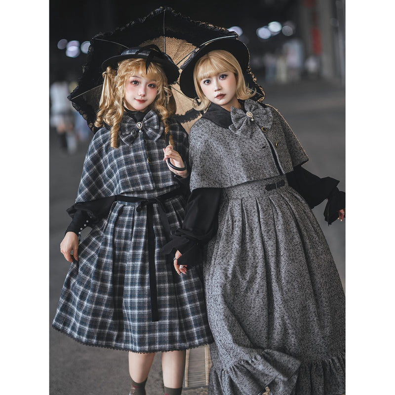 伯爵令嬢のジャンパースカートとケープ - Black Check[2026年2月上旬-3月下旬発送予定]