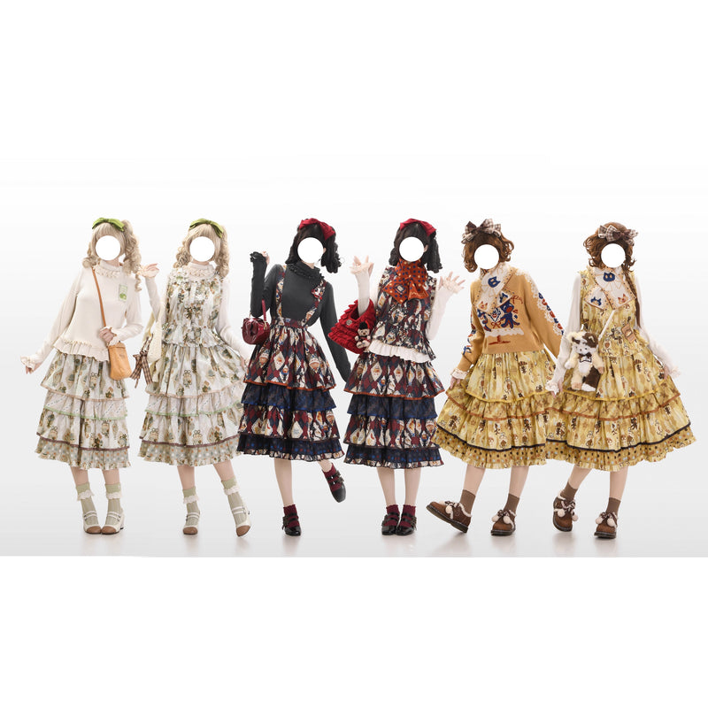 Afternoon Tea Time Cat Tiered Strap Skirt[2026年1月上旬-1月下旬発送予定]