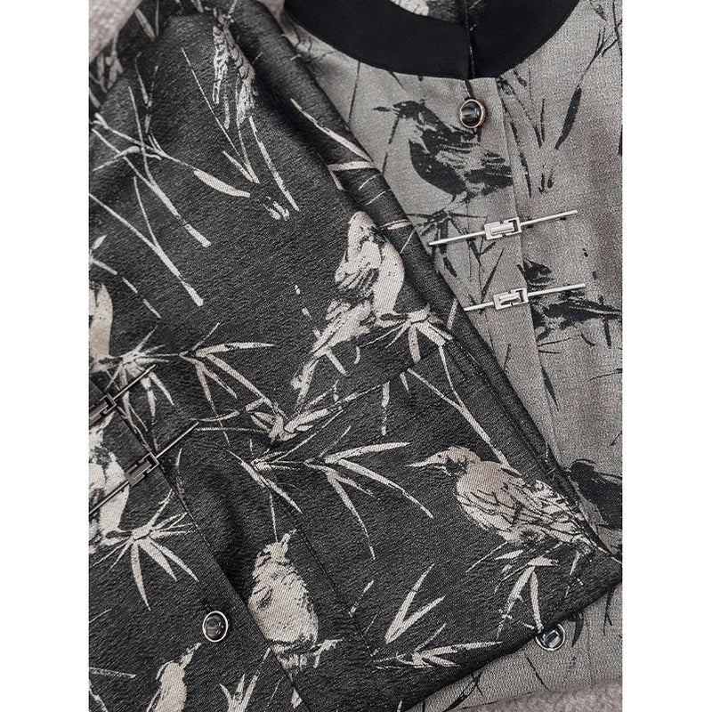 竹林の水墨画バルーンスリーブブラウス