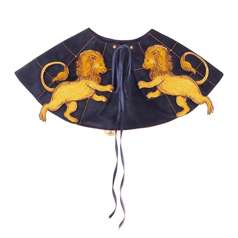 獅子の刺繍付け襟