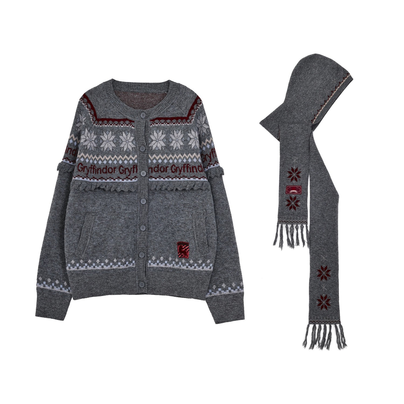 GEMMA.H UOMOイタリア製　ノルディック柄カーディガン　マフラーセット 魔法学校のノルディックカーディガンとフードマフラー – ManusMachina