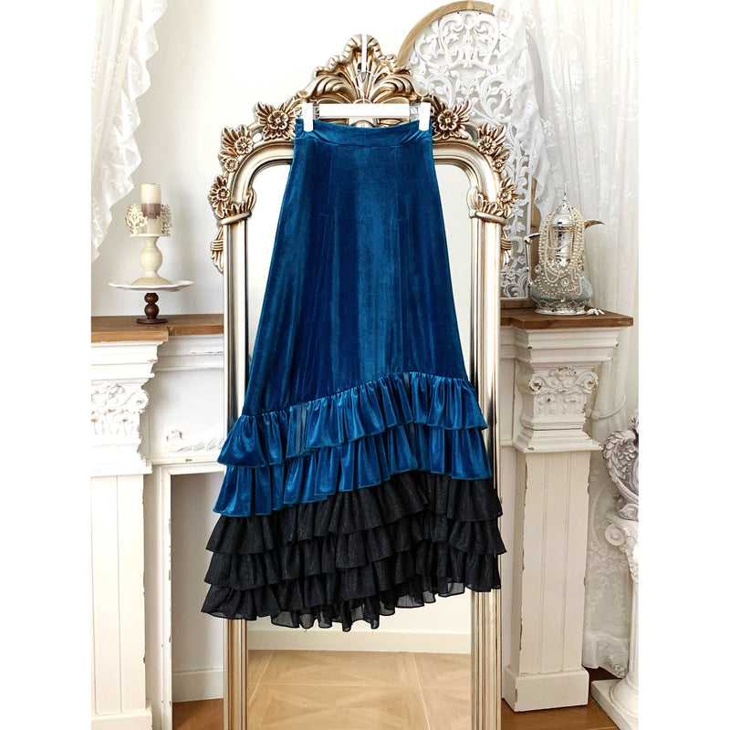 西洋貴族のベルベットマーメイドスカート - Cobalt Blue[2026年2月下旬-3月下旬発送予定]