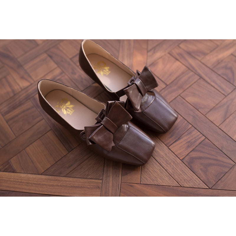英国少女のリボンクラシカルシューズ - Brown[2025年12月下旬-2026年1月下旬発送予定]