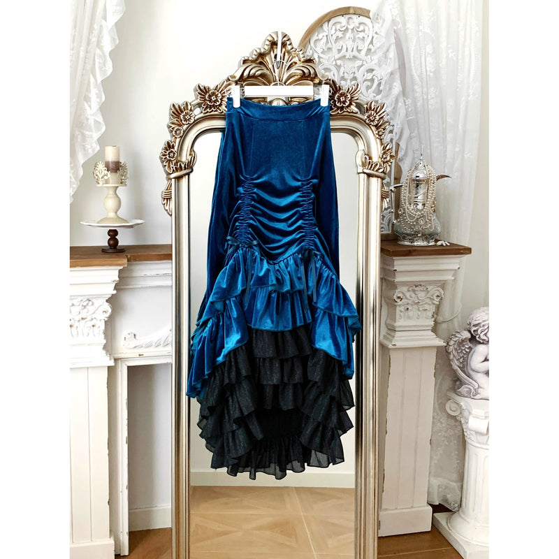 西洋貴族のベルベットマーメイドスカート - Cobalt Blue[2026年2月下旬-3月下旬発送予定]