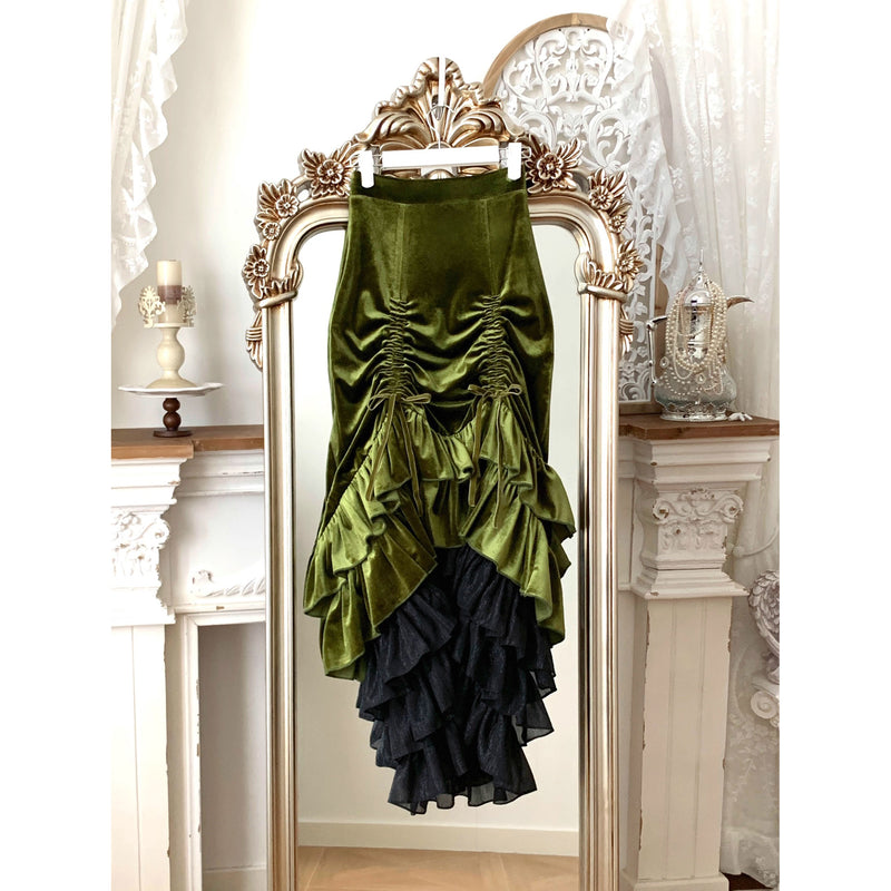西洋貴族のベルベットマーメイドスカート - Citron Green[2026年2月下旬-3月下旬発送予定]