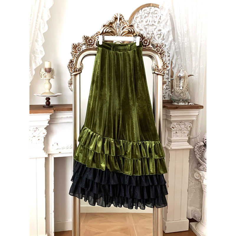 西洋貴族のベルベットマーメイドスカート - Citron Green[2026年2月下旬-3月下旬発送予定]