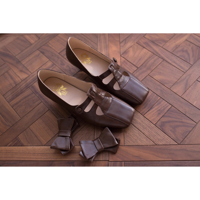 英国少女のリボンクラシカルシューズ - Brown[2025年12月下旬-2026年1月下旬発送予定]