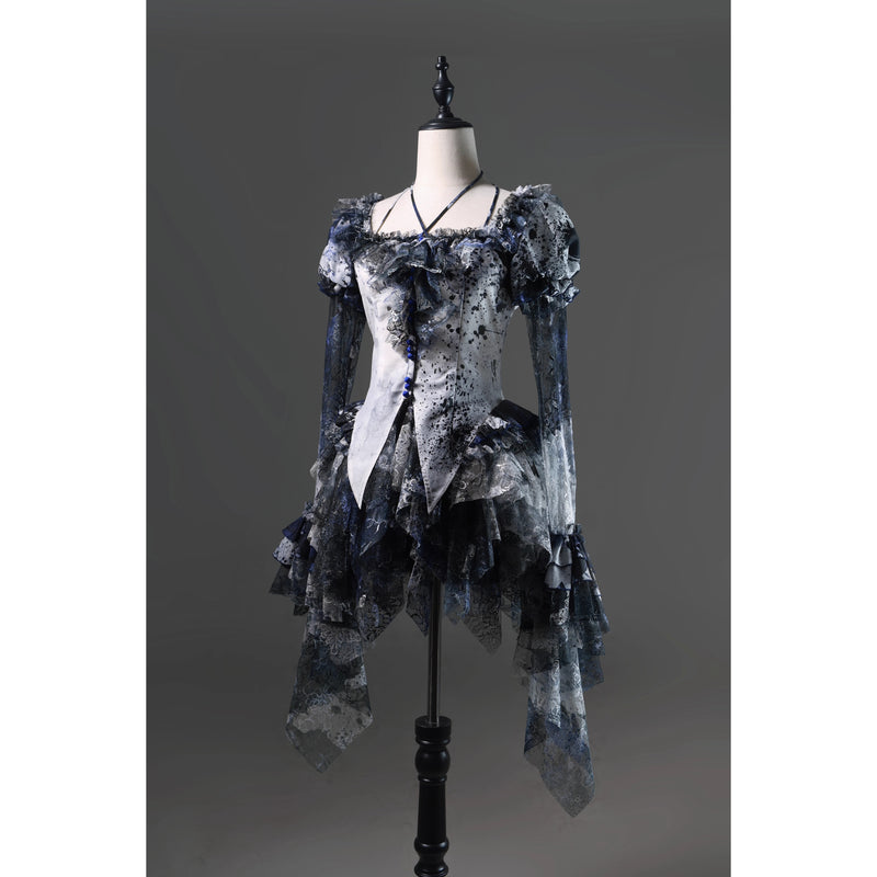 血塗れのお嬢様のゴシックスカートパンツ - Dark Blue[2026年2月下旬-3月下旬発送予定]