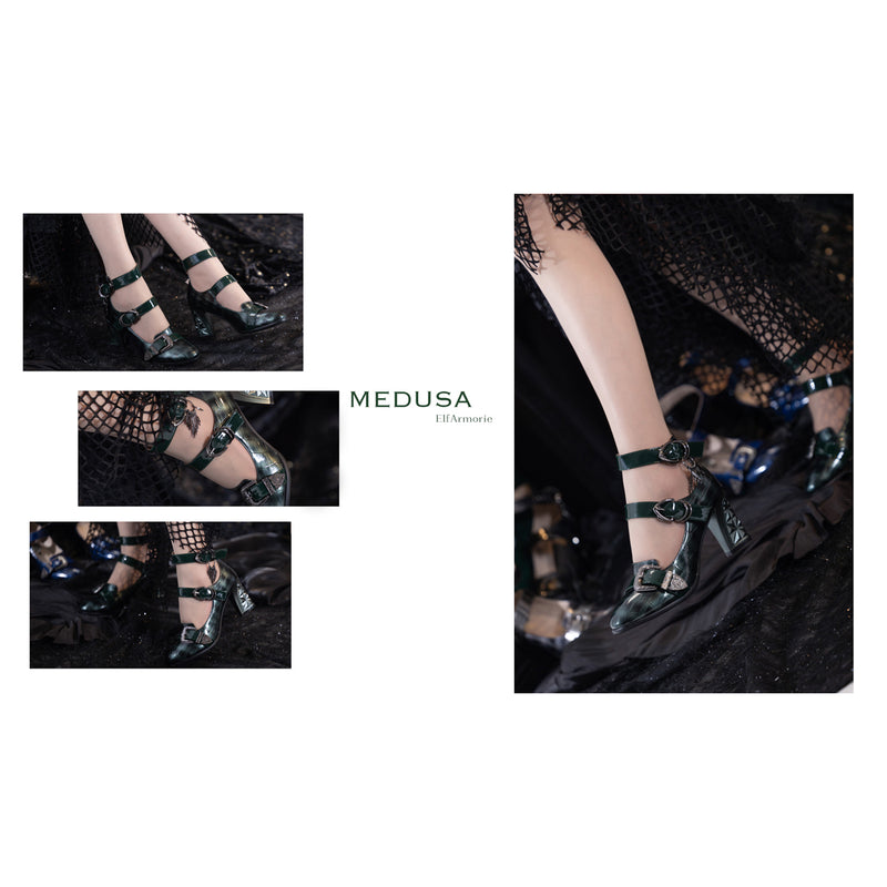 Medusa Gothic Strap Heel Pumps - Dark Green[2025年6月中旬-7月中旬発送予定]