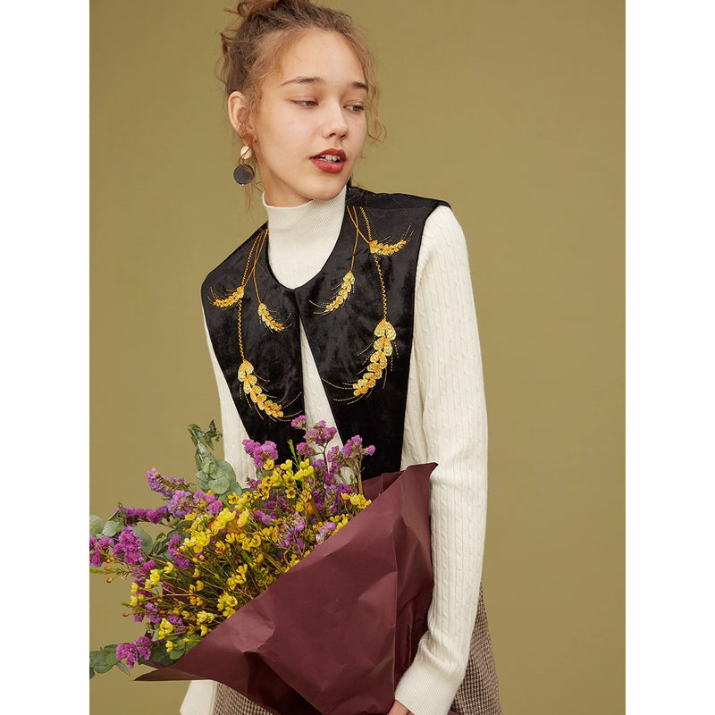 黄金の麦の刺繍付け襟