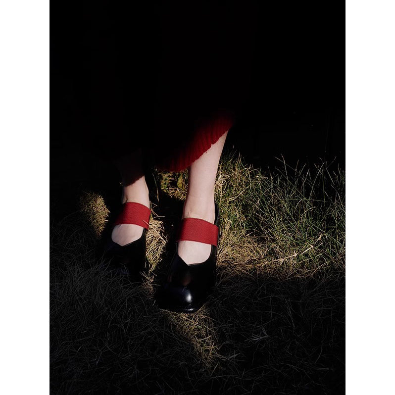 Black Square Toe Mary Jane Shoes
