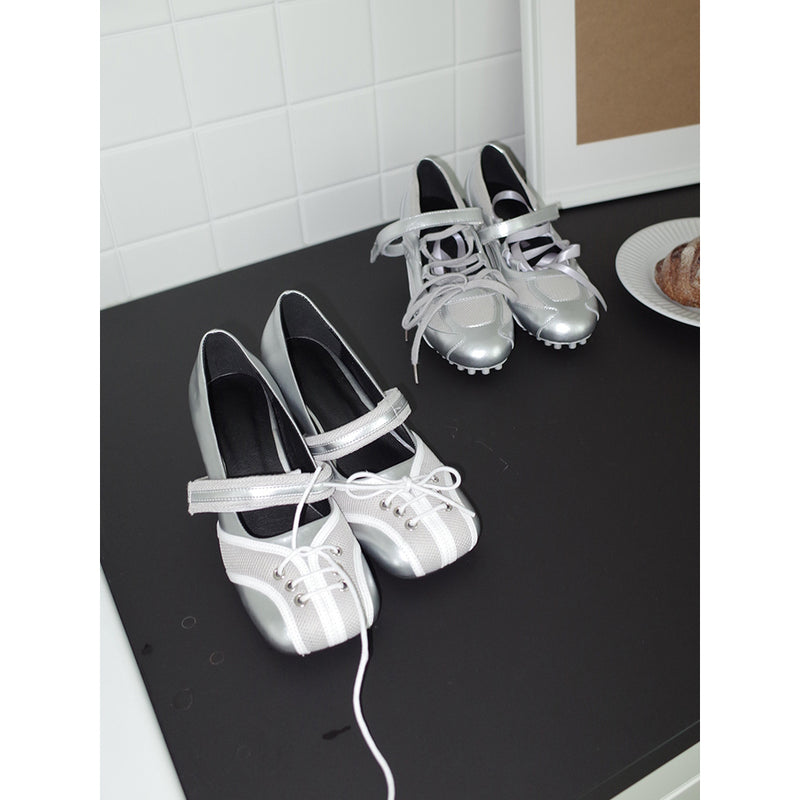 Silver Strap Mary Jane Heel Shoes