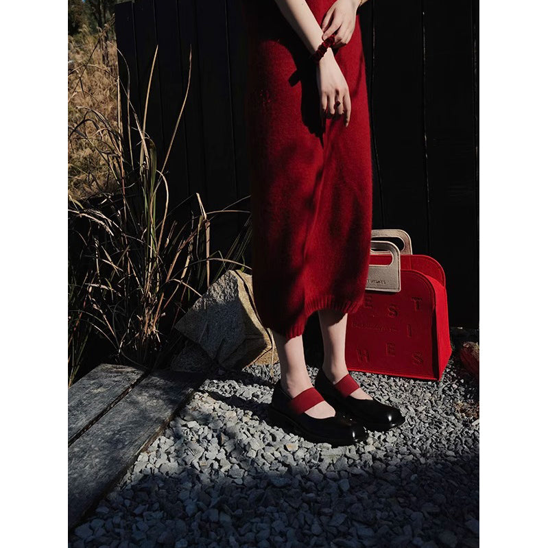 Black Square Toe Mary Jane Shoes