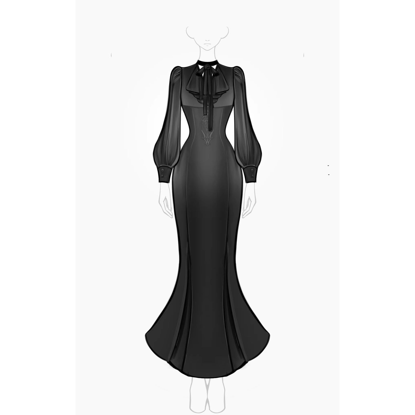 黒のお嬢様のマーメイドワンピース – ManusMachina