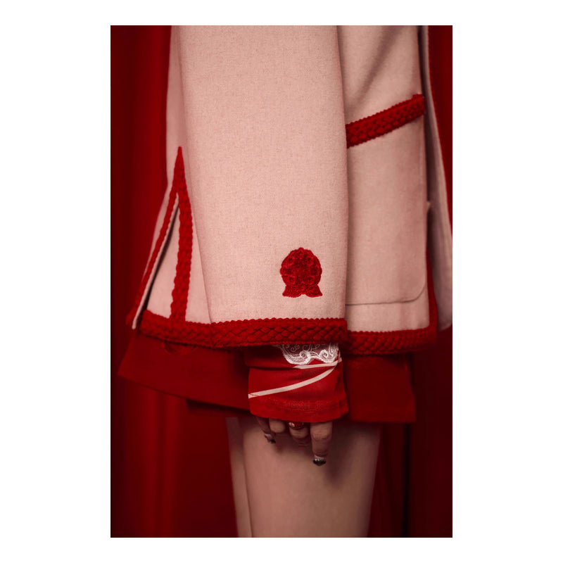 紫陽花と蝶の刺繍ウールジャケット