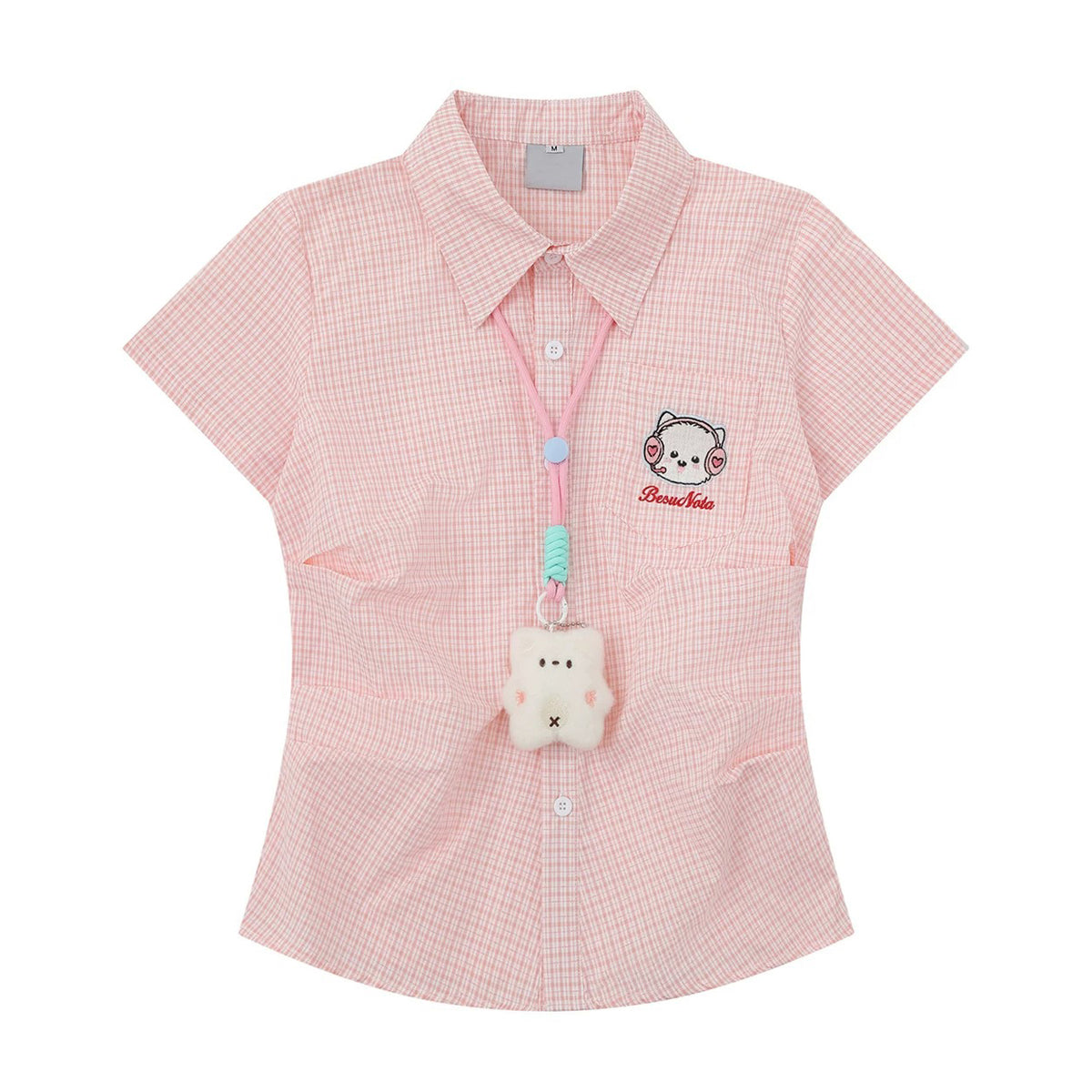 ハンドメイド　クロム様確認用 子猫の刺繍チェックシャツ - Pink Check – ManusMachina