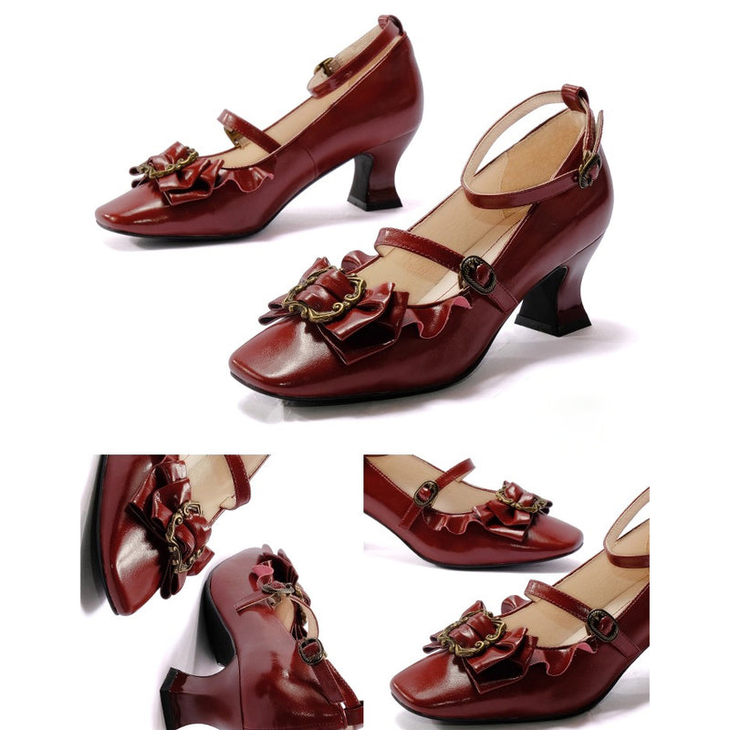 Court Ball Mary Jane Pumps - Glossy Deep Red[2026年1月上旬-1月下旬発送予定]