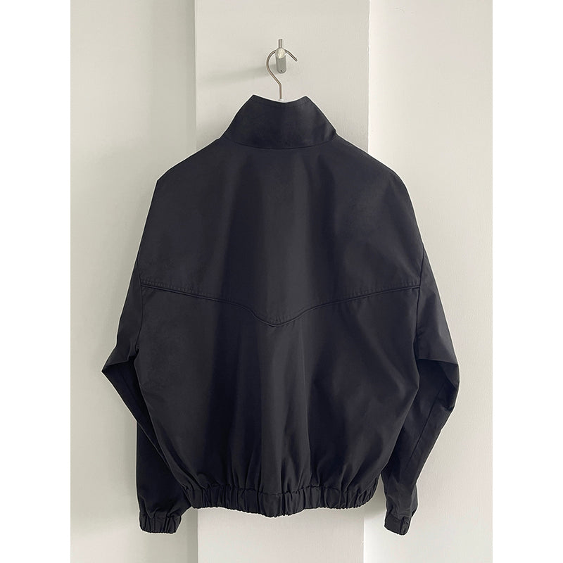 Black Washed Cotton Bow Zip Jacket