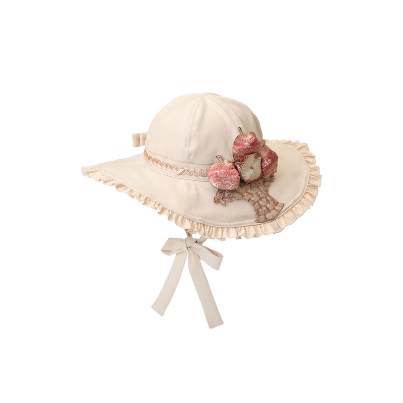 林檎刺繍の女優帽 - Beige