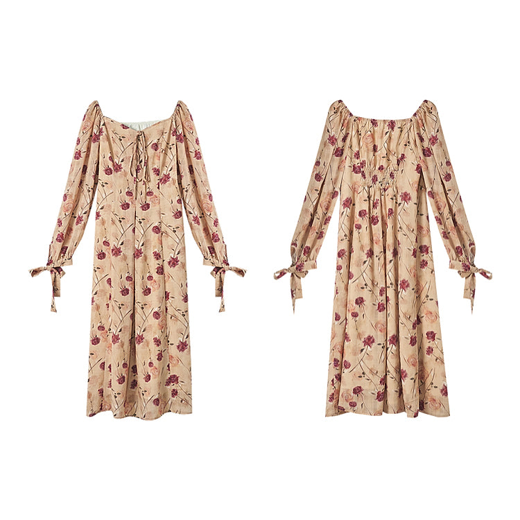 French Retro Rose Flower Dress