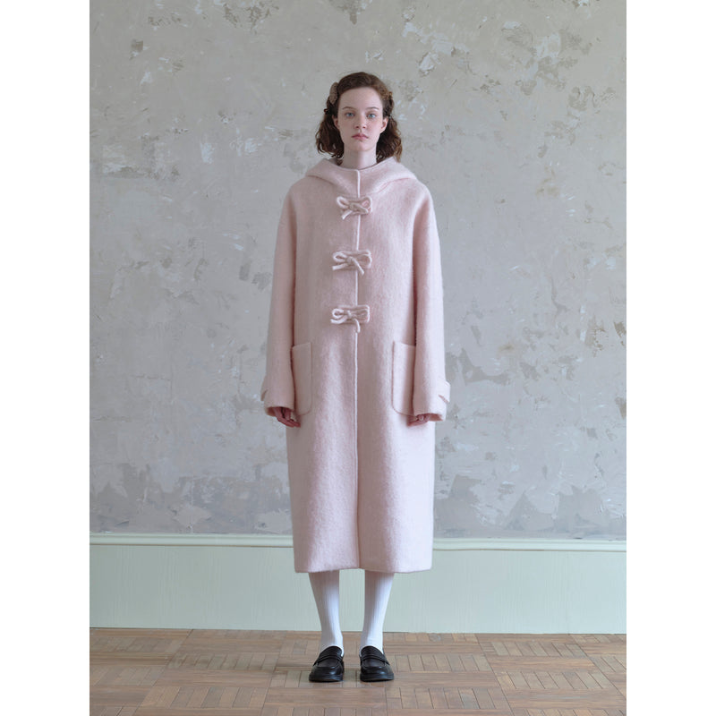 Long Wool Coat in Cherry Blossom Pink