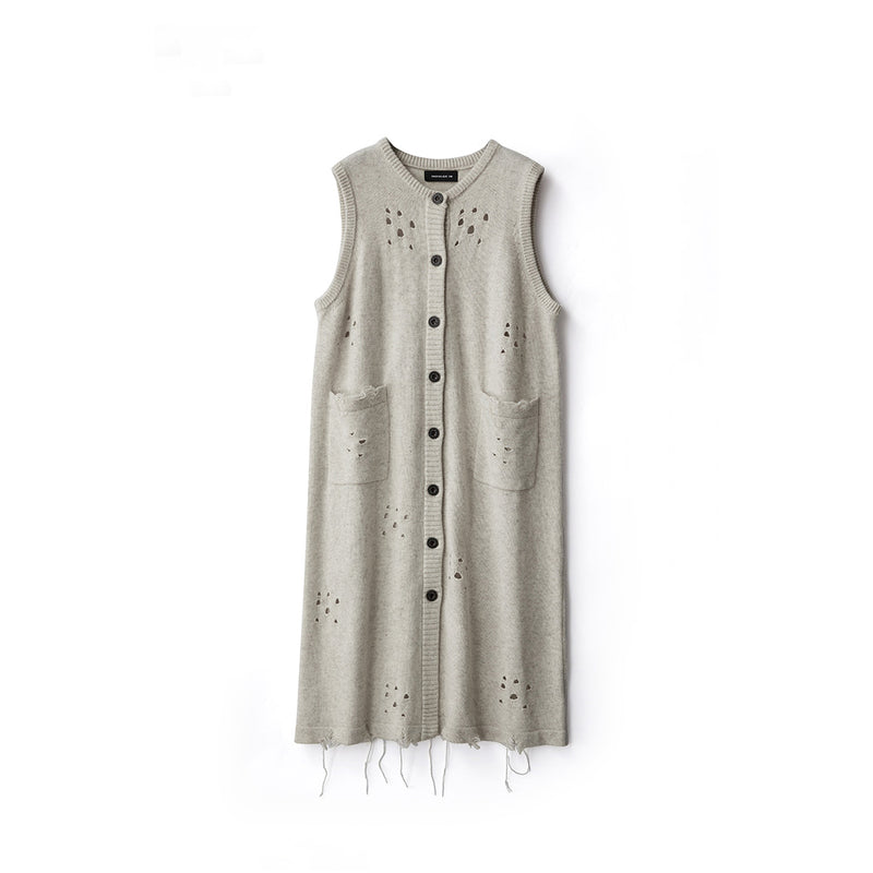 Long Vest Cardigan with Holes